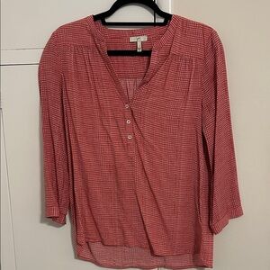 Joie Red and White Patterned Blouse